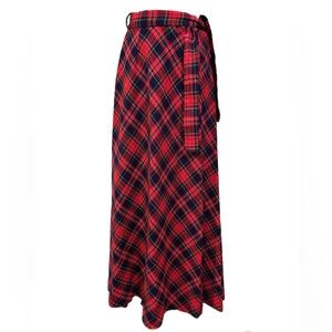 Vintage Red Plaid Maxi Skirt